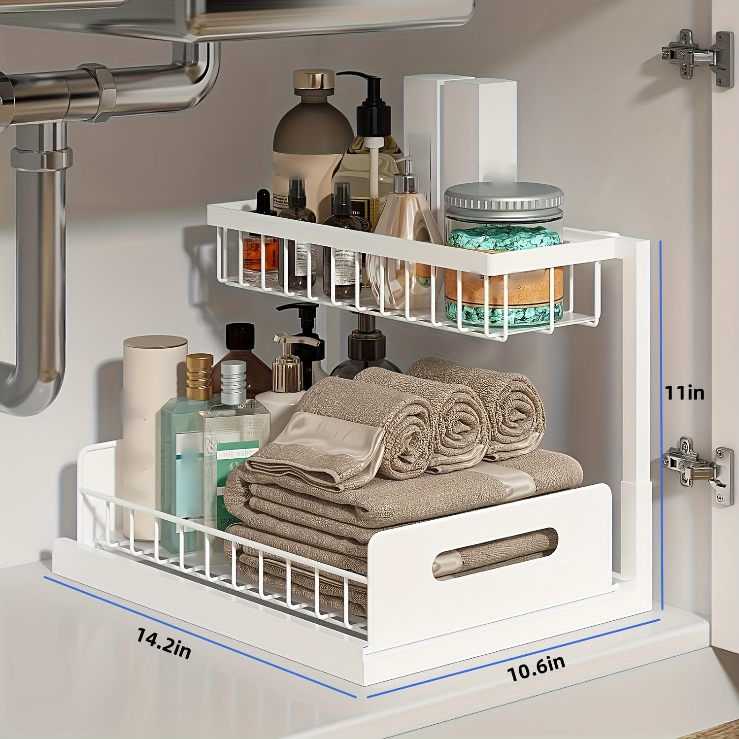 2-Tier Pull Out Under Sink Cabinet Organizer, Storage Shelf for Kitchen Sink & Bathroom Vanity Cabinet