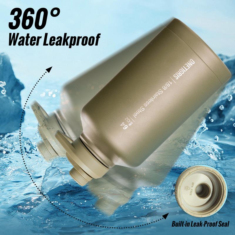 OneTigris 64oz Portable Cold & Hot Stainless Steel water bottle with Straw – Reusable Drinkware, Washable Tumbler, Perfect Gift for Dad & Mom