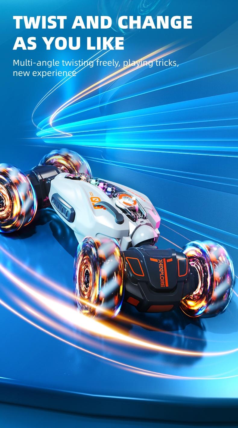 2.4GHz Gesture Sensing RC Stunt Car, Dual Remote Control, Spray Function, 360° Rotating Drift RC Cars with Lights & Music, Perfect Gift for Birthdays & Christmas