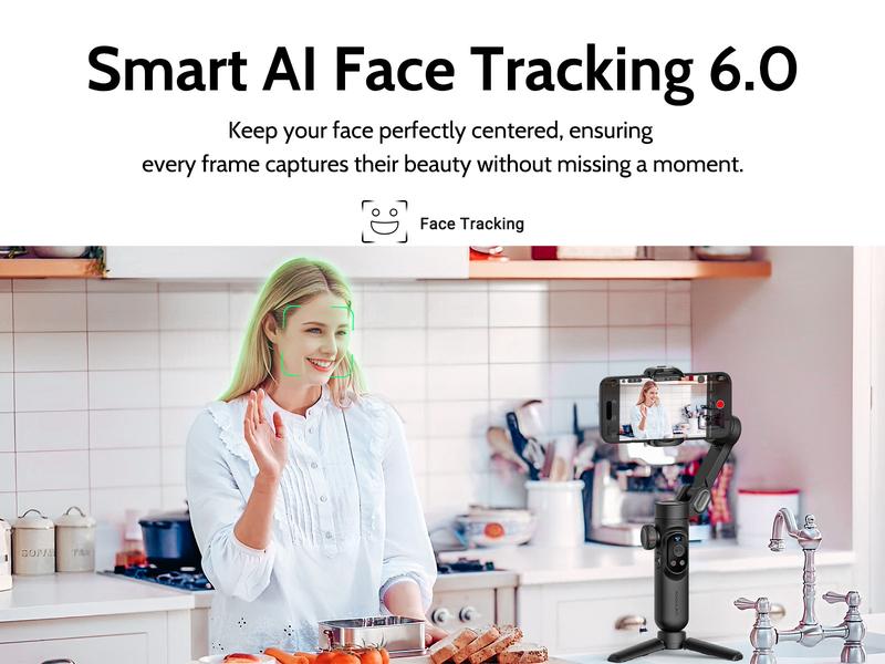 AOCHUAN Gimbal Stabilizer for Smartphone, 3-Axis iPhone Gimbal, Portable Gimbal w/OLED Display for iPhone/Andriod, Gimbal stabilizer, Phone Gimbal stand with Face/Object Tracking for Tiktok Youtube, long-short video, Vlog-Smart X Pro black