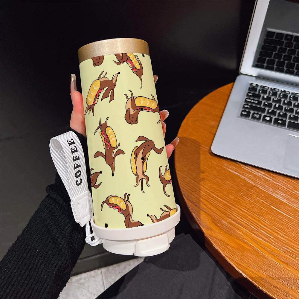 Abstract Pet Weiner Dog Texture Coffee Cup, Portable Dual Drink Insulated Mug, Keeps Warm/cold, Stylish, Office, Travel, Outdoor Essential