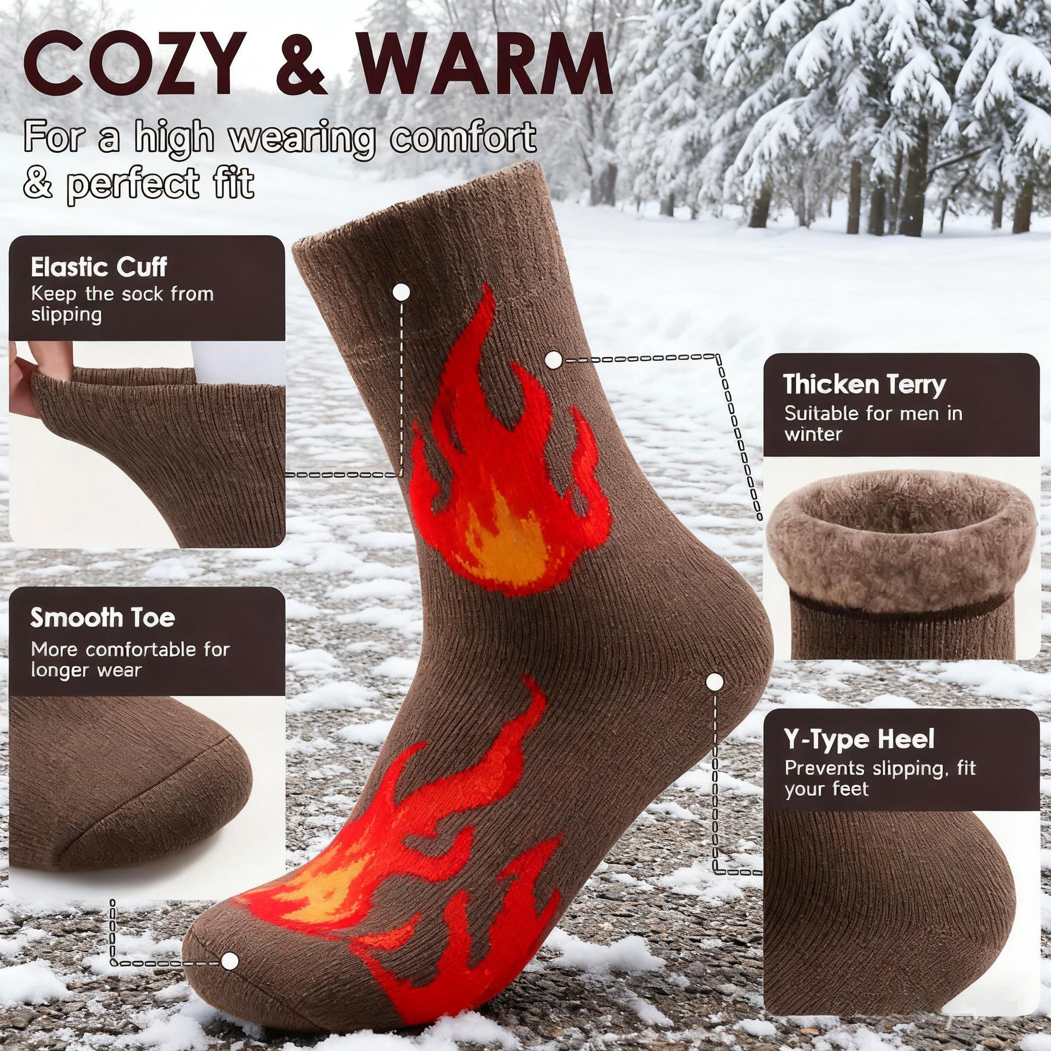 3/10 Pairs Men’s Winter Socks, Thermal Boot Socks with Thick Fleece Lining, Soft Cozy Warm Socks for Cold Weather, Outdoor Work, Hiking, Camping, Snow Days & Everyday Wear
