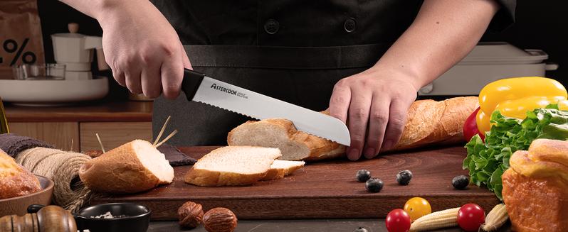 Astercook 14-Piece Knife Set, High Carbon German Stainless Steel, Built-in Sharpener, Sharp & Rust-Resistant, Dishwasher Safe, Black.