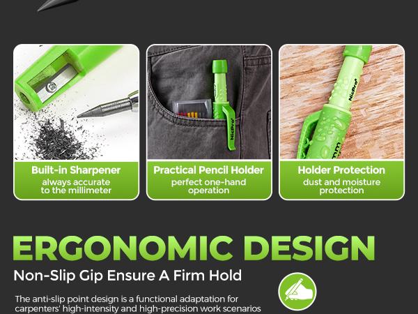 Nicpro Carpenter Pencil with Sharpener, CP3000 Pink Carpenter Mechanical Pencil with Refills, Deep Hole Marker for Construction, Heavy Duty Construction Pencil, Woodworking Tool for Architect Marking Nicpro Carpenter Pencil with Sharpener, CP3000 Pink Carpenter Mechanical Pencil with Refills, Deep Hole Marker for Construction, Heavy Duty Construction Pencil, Woodworking Tool for Architect Marking