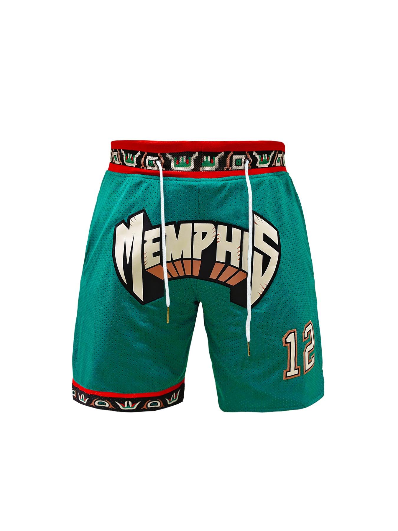 Men's Letter & Number Embroidered Drawstring Waist Basketball Shorts, Casual Quick Drying Breathable Regular Fit Shorts, Summer Outfits, Back To School Shorts, Streetwear Sports Shorts