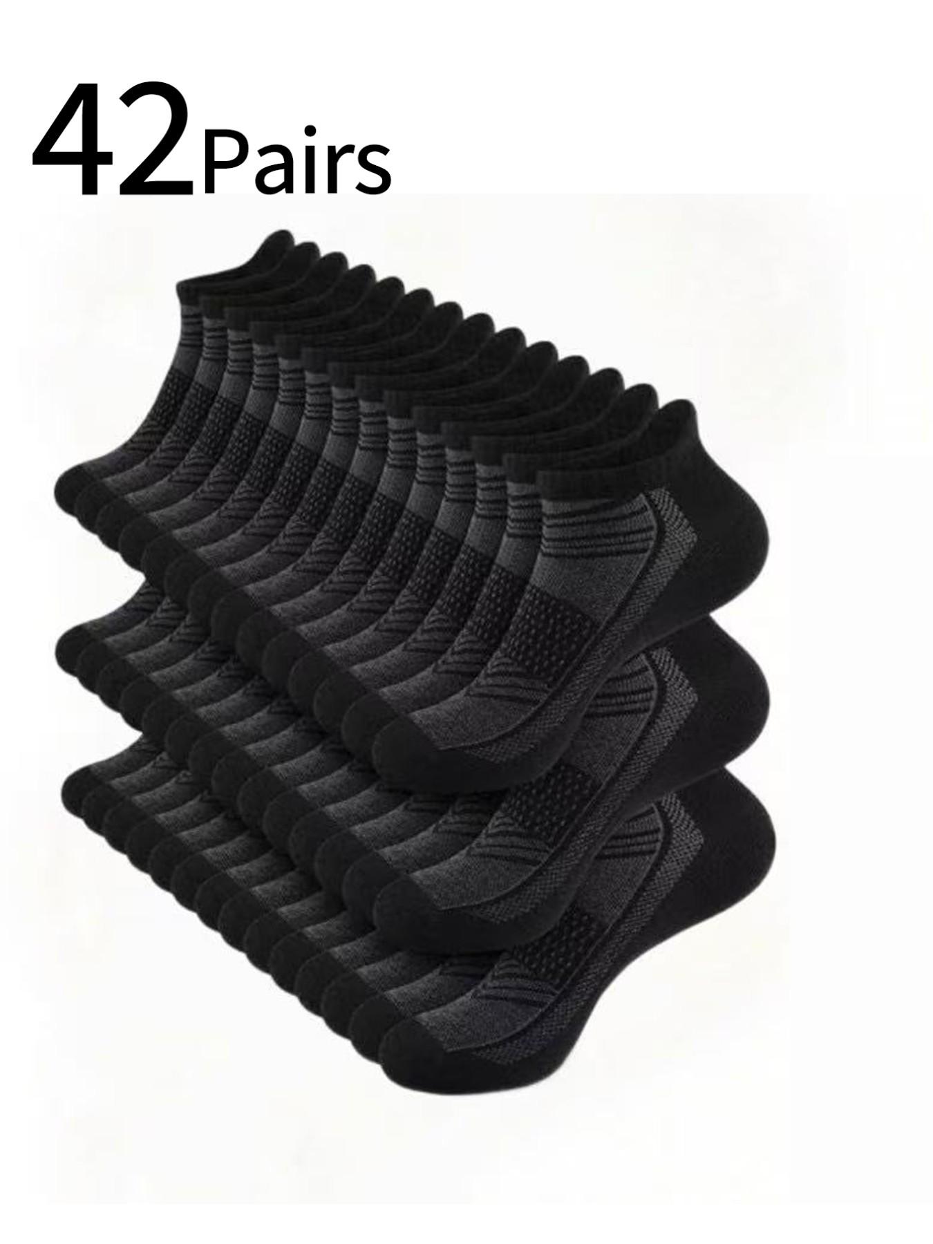 42 Pairs Men's Ankle Socks, Colorblock, Non-Slip, Arch Support, Breathable, Durable, Casual Style, All Seasons