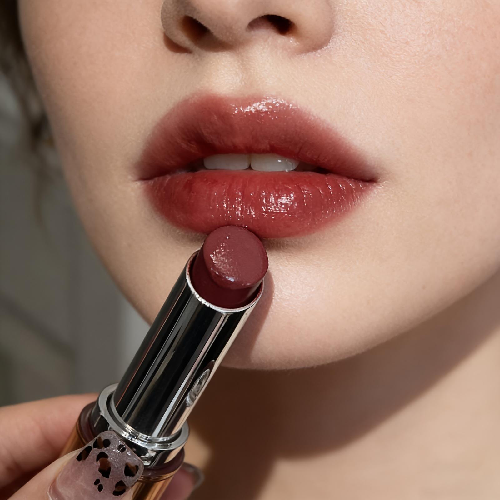 [Moisturizing Tinted Lip Balm] HERORANGE New Mirror-Finish Moisturizing Plumping Tinted Lip Balm, Hydrating Daily Lipstick with a Watery Glow, Cinnamon Milk Pudding Lip Balm, Fade-Resistant, Smudge-Proof, Long-Lasting Hydration, Glossy Solid Lip Gloss, Mo