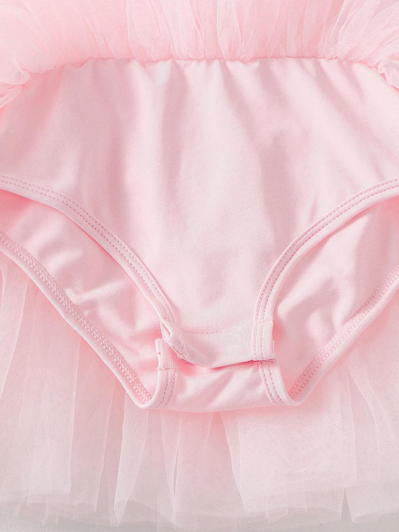 (New)Girls Birthday Party Dress with Ruffle Hem and Bow Design, Elegant Tulle Puff Skirt for Special Occasions, Fitted All-Season, Birthday Clothes(Gift)11