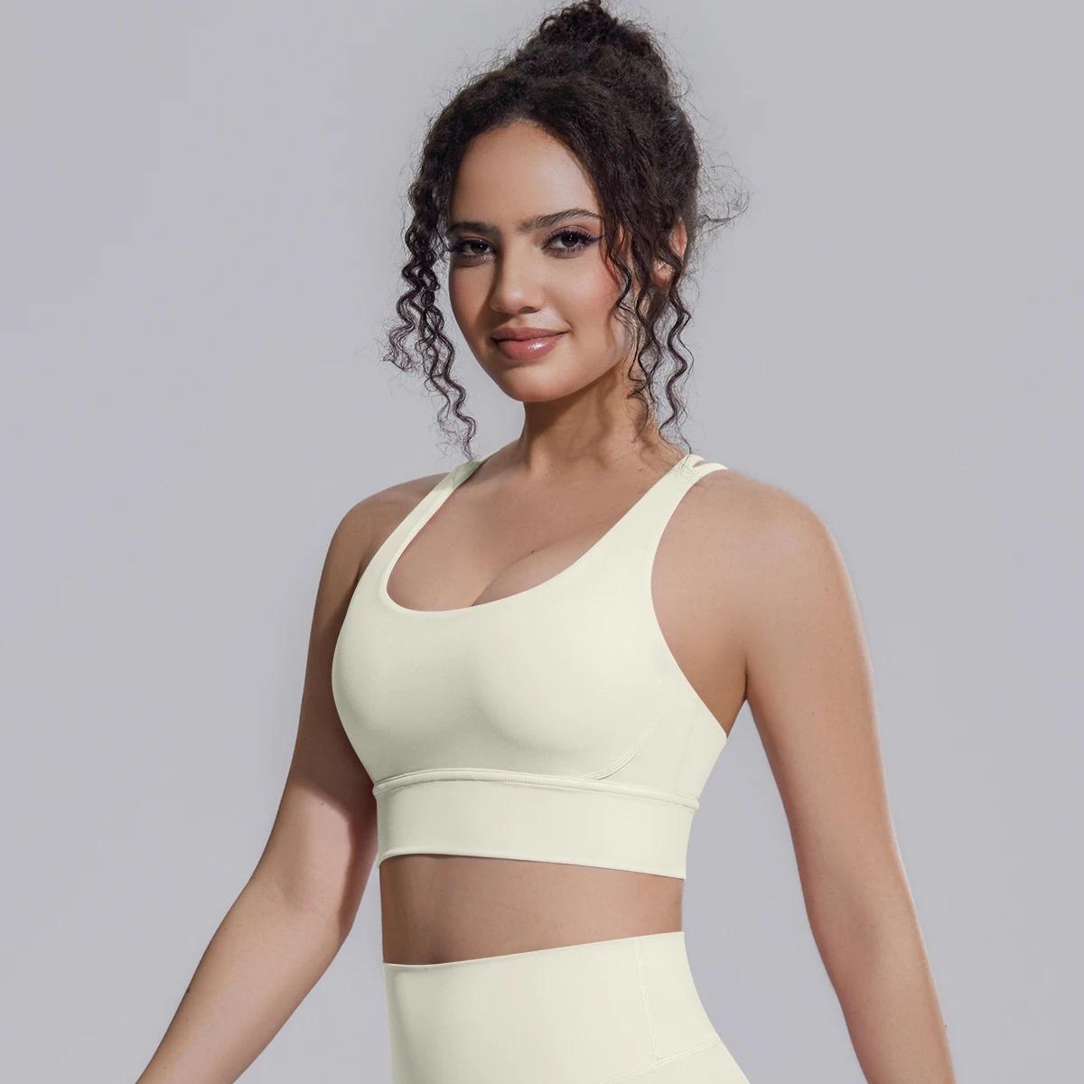 Summer Cross Straps Woman Yoga Bra Shock-absorbing Running Yoga Tank Top with Chest Pad Sexy Beautiful Back Gym Yoga Brassiere