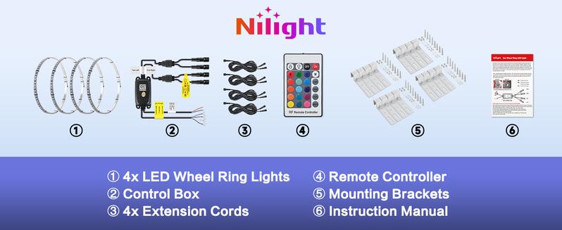 Nilight 4PCS 15.5inch LED Wheel Ring  RGB with APP and Remote Control Neon Wheel Rim  Million Colors w/Turn Signal and Braking Function for Car Van SUV Waterproof Aluminum Support  dealsforyoudays