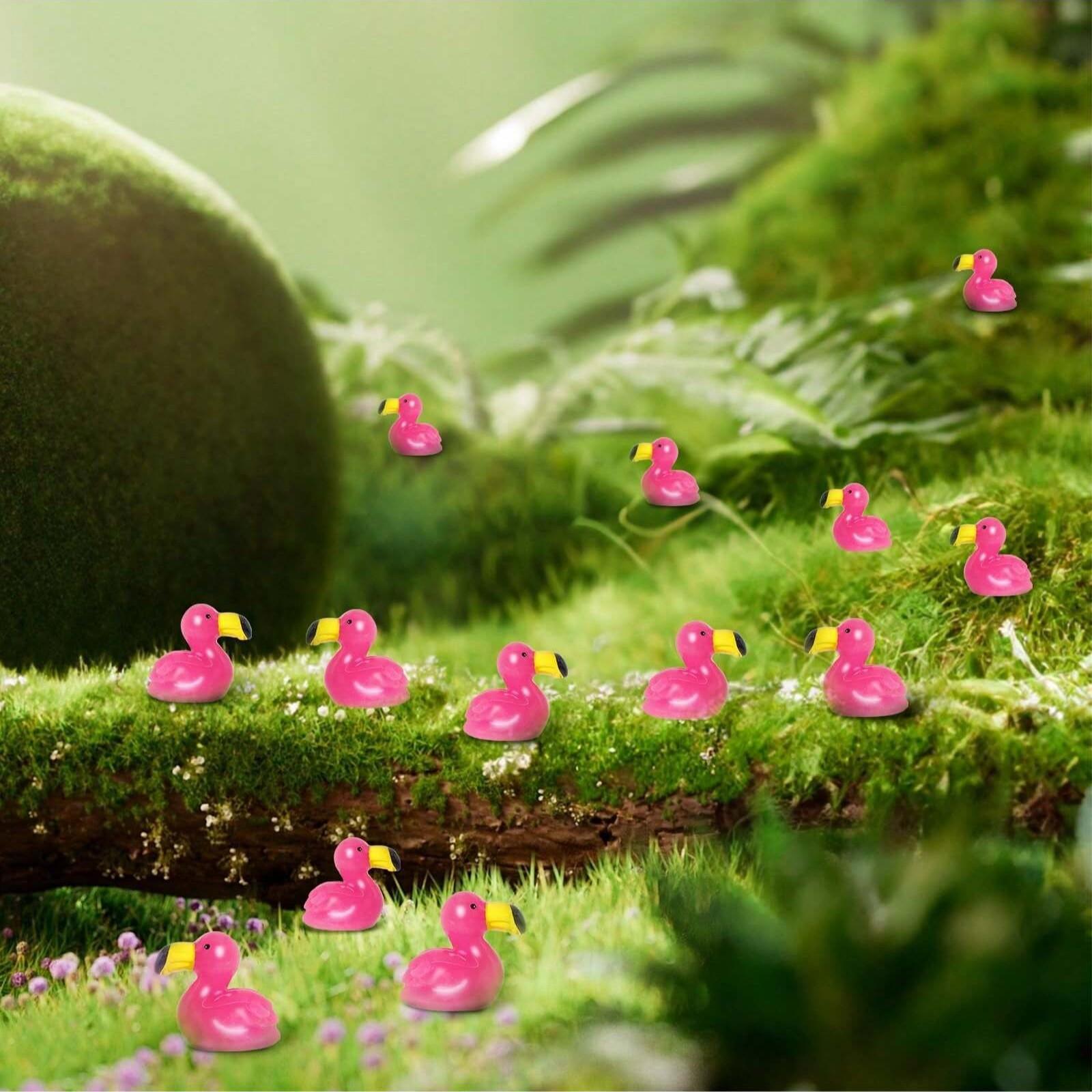 10/50/100 Pcs Mini Resin Flamingo Ducks, Flamingo Tiny Ducks, Cute Flamingo Figurines Ideal For Cake Topper Garden Dollhouse Landscape Aquarium Ornaments Decoration DIY Crafts