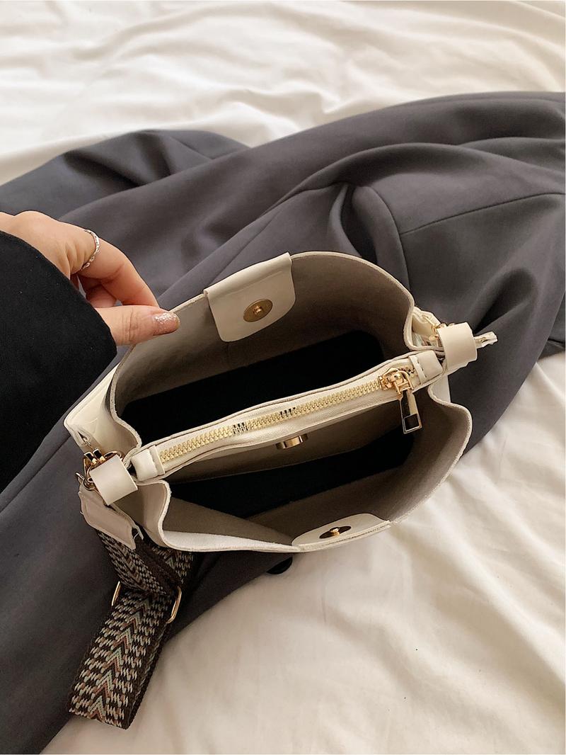 Vintage Large Capacity Bucket Bag, Fashion Casual Shoulder Crossbody Bag for Outdoor Travel Commuting, Stylish Unisex Handbag, Fashionable Crossbody Bag