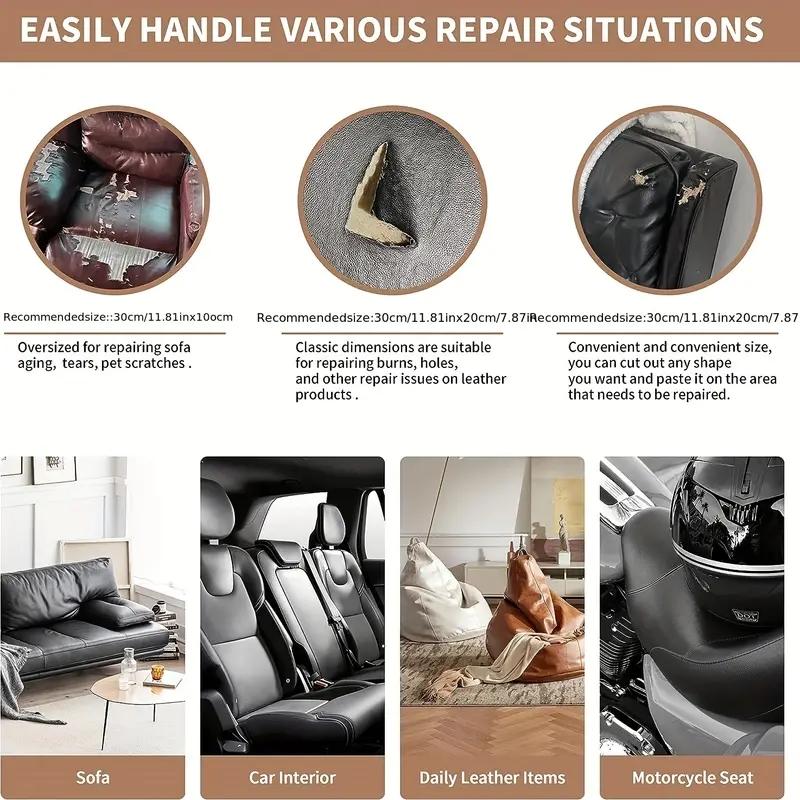 Self-Adhesive Leather Repair Patch, Sofa Upholstery Fabric, Back Glue Interior Material, Soft Padding Self-Stick Refurbishment