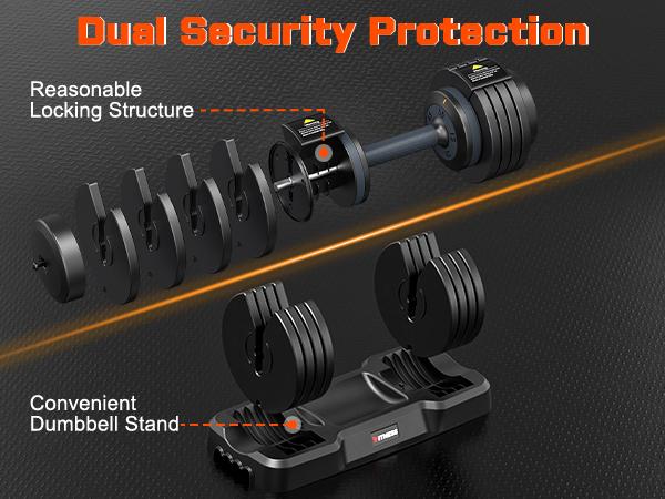 Bearbro 5-25LB / 15-55LB Adjustable Dumbbell for Home Gym Equipment, 5 in 1 Quickly Adjustable Weights Plates and Rack, Hand Weights Suitable Women and Men, Full Body Workout Fitness