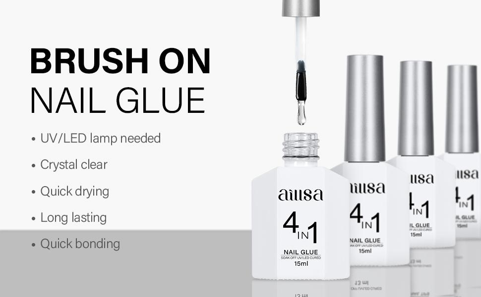 AILLSA 4 in One Nail Glue Base Coat Nail Polish Set Brush On Gel Nail Glue 2*15 ml for Rhinestone, False Nails, Base Gel, Chrome Nail, Acrylic Nail Tips UV Light Need, High Capacity Gel Extension Brush On Nail Glue Fall Nail Trend 2024 Gift for Women AILLSA 4 in One Nail Glue Base Coat Nail Polish Set Brush On Gel Nail Glue 2*15 ml for Rhinestone, False Nails, Base Gel, Chrome Nail, Acrylic Nail Tips UV Light Need, High Capacity Gel Extension Brush On Nail Glue Fall Nail Trend 2024 Gift for Women
