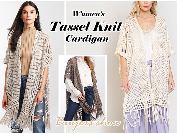 Womens Knit Cardigan Open Front Outwear New Spring & Summer Hollow Out Crochet Tassel Lightweight Kimonos Sweater Springtok dealsforyoudays Outdoorfun 2026 spring Womenswear Overall Style Knitwear Piece Tops