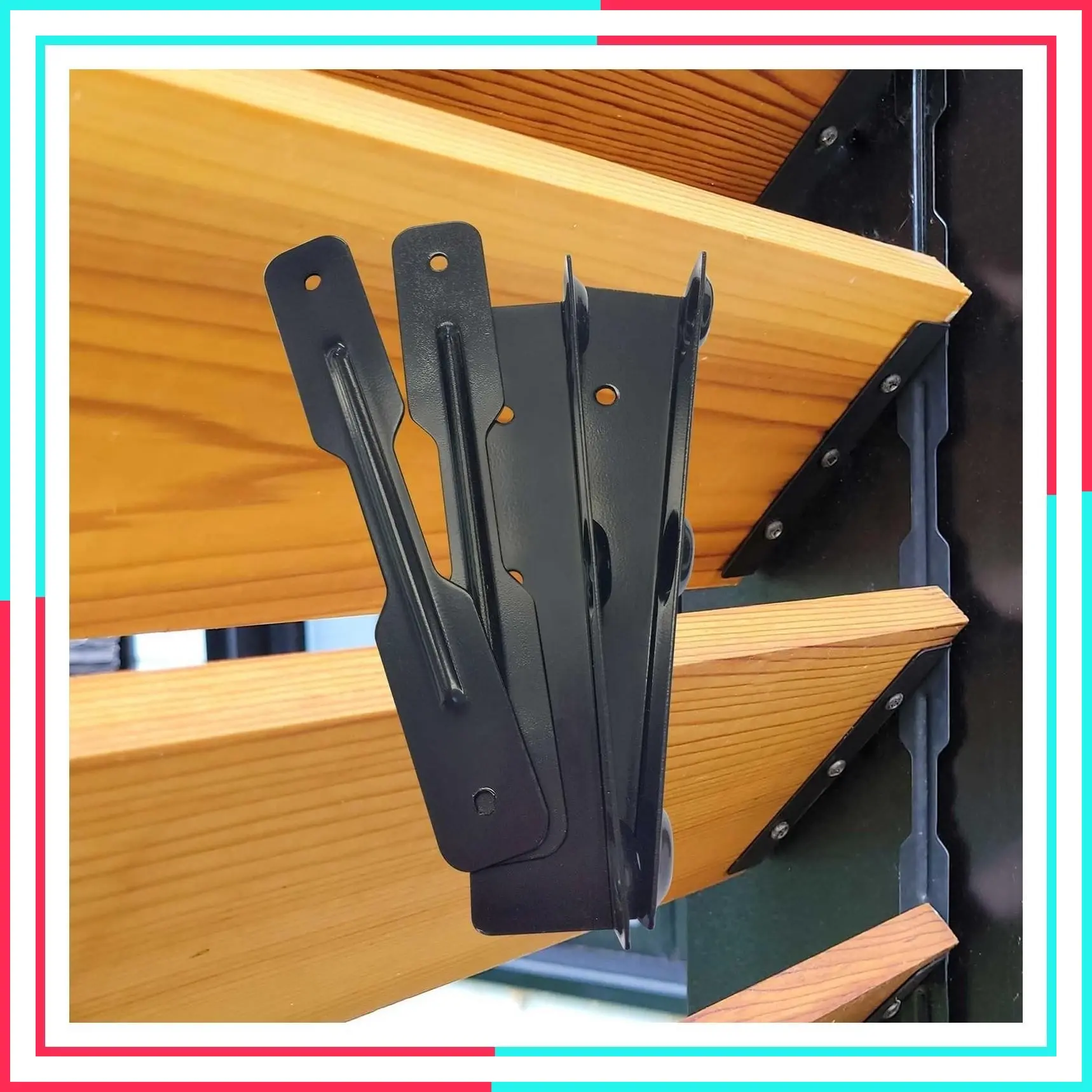 System Louvers Bracket Shutter Hardware Kit, Up to 11 Boards 48 Inch, Black Steel Baked Powder Coating Brackets