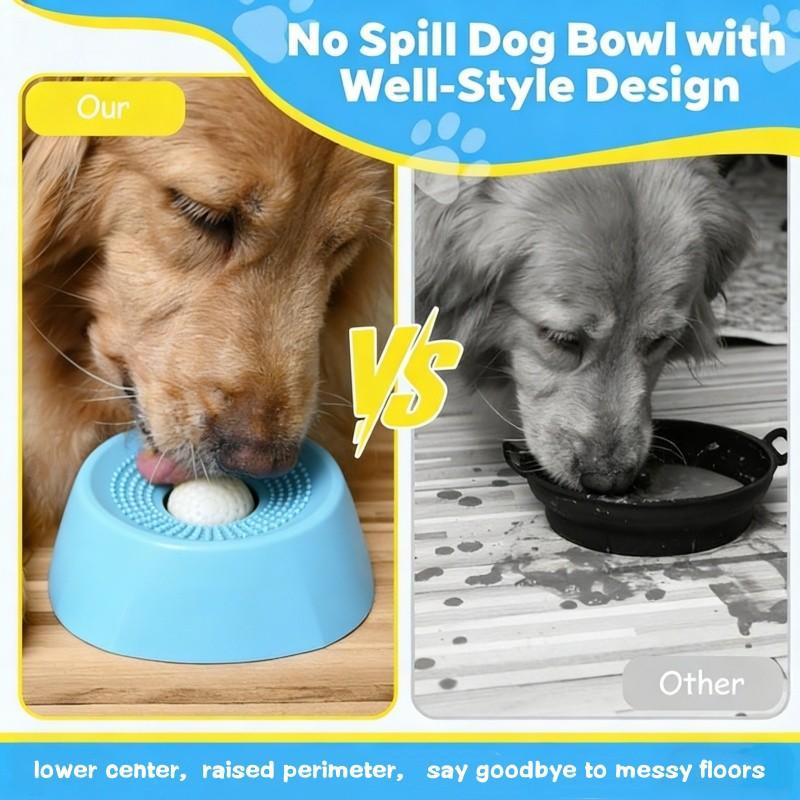 Pet Slow Feeder Dog Bowl, Liquid Snack Holder, Tongue Cleaner, Rolling Design, No Spill Bone Broth Bowl, Multi-Functional Puppy Yogurt Bowl