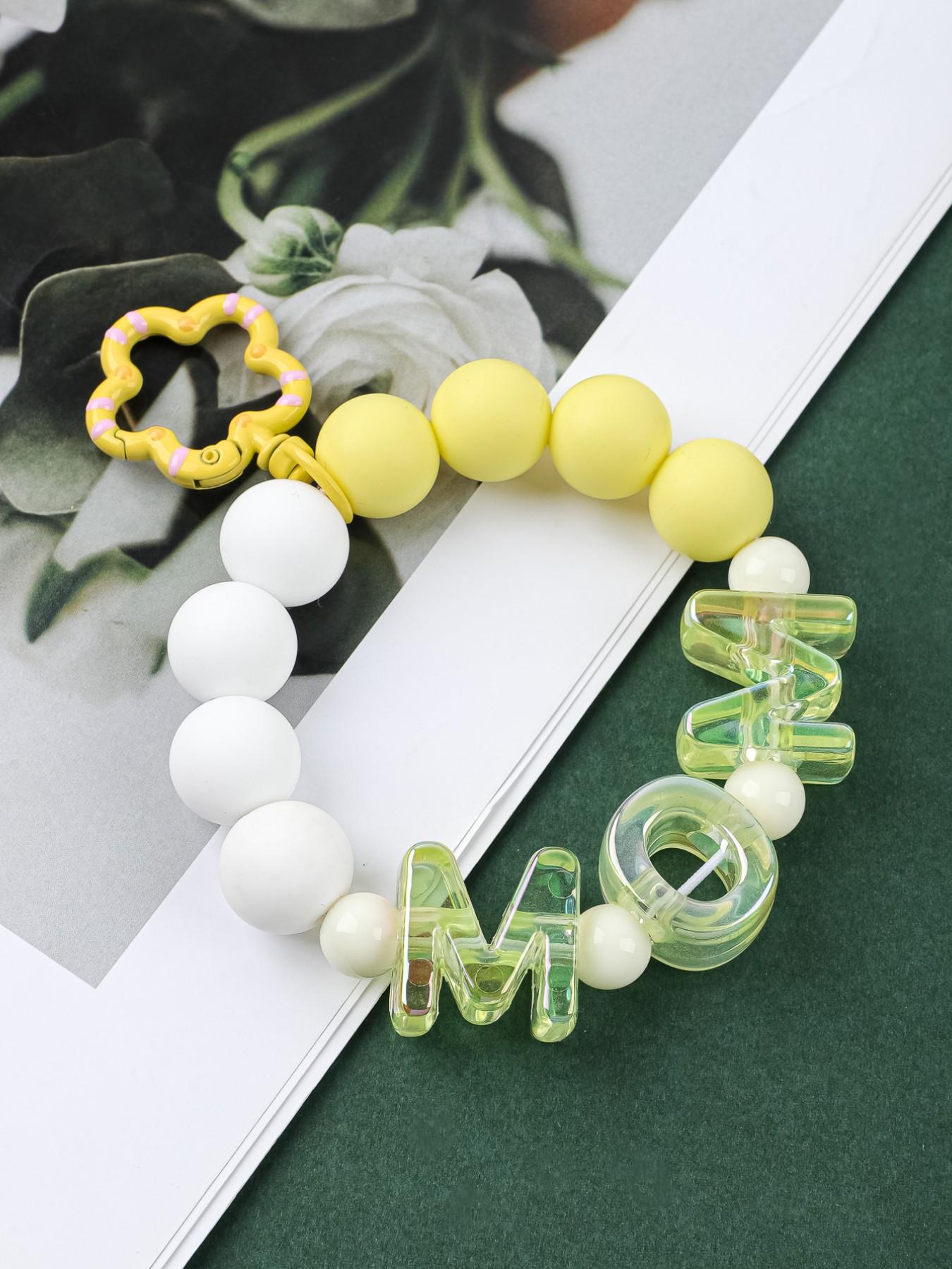 Cute Mom Silicone Beaded Wristlet Keychain, Flower Shape Clip Beaded Key Ring, Anti-Lost Key Holder for Mom, Perfect Mother's Day Gift