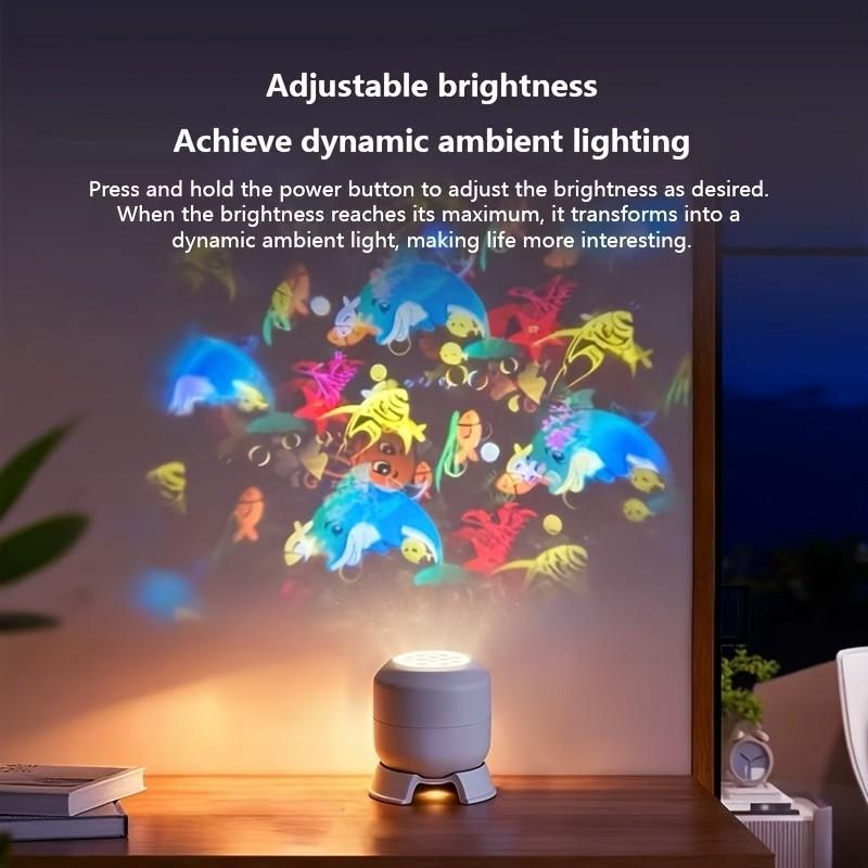 Rotating Projection Lamp, Plug-And-Play No Extra Cables, Stable Base, Cozy Home Decor, Ocean Series, Snowflake Series, Snowman Series