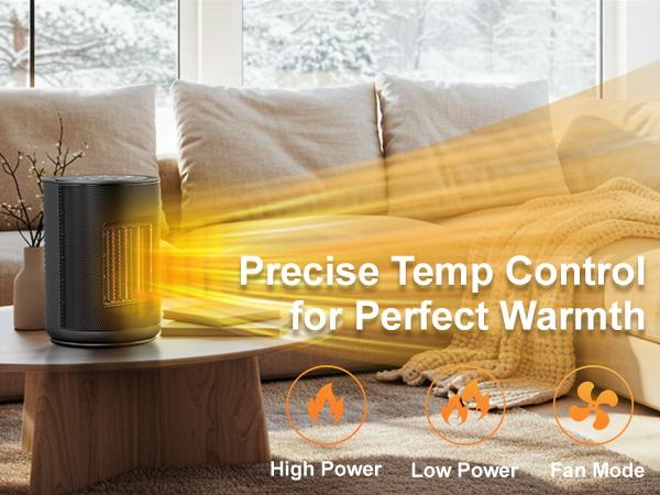 Space Heater,Electric Portable Heater Fan for Indoor Use 1500W/750W ETL Certified Ceramic Small Mini Heater with Thermostat, Home Dorm Office Desktop and kitchen,BLACK