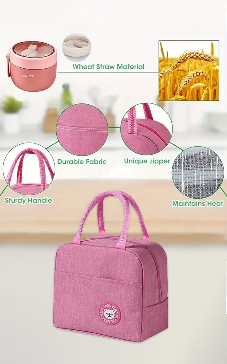 2-layer multi-compartment lunch box set: lunch box + cup + bag. Lunch set with cutlery and sauce box. Microwave safe, suitable for school, work, outdoor lunch box Bpa Free Plastic lunch box