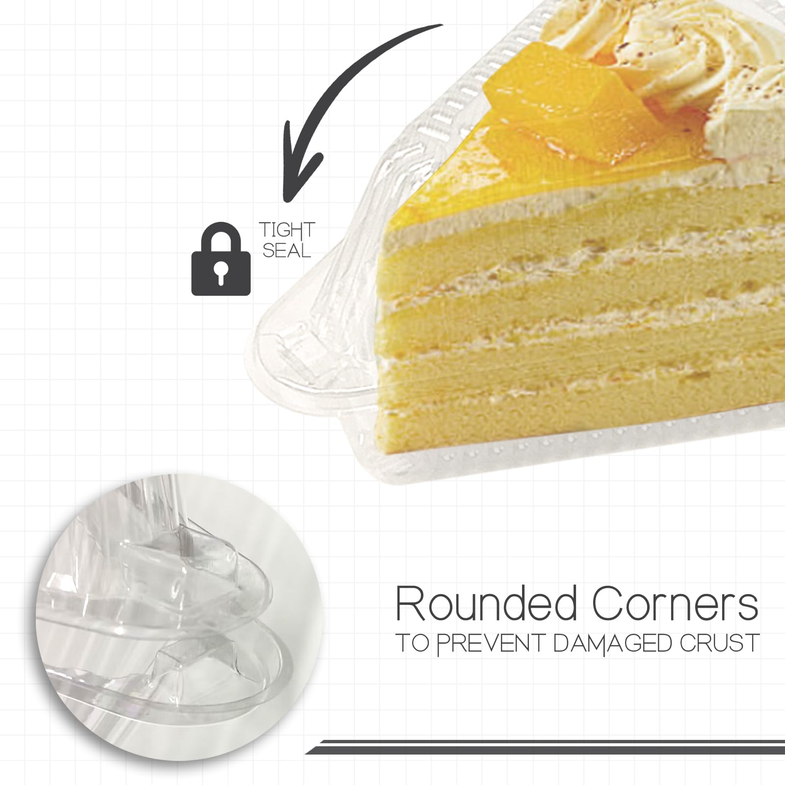 50Pcs Thicken Individual Cake Slice Containers,5 Inch Pie Slice Containers Disposable,Individual Cheesecake Containers,Plastic Boxes for Take Out Packaging, Bakery and Cafe Cake Carriers