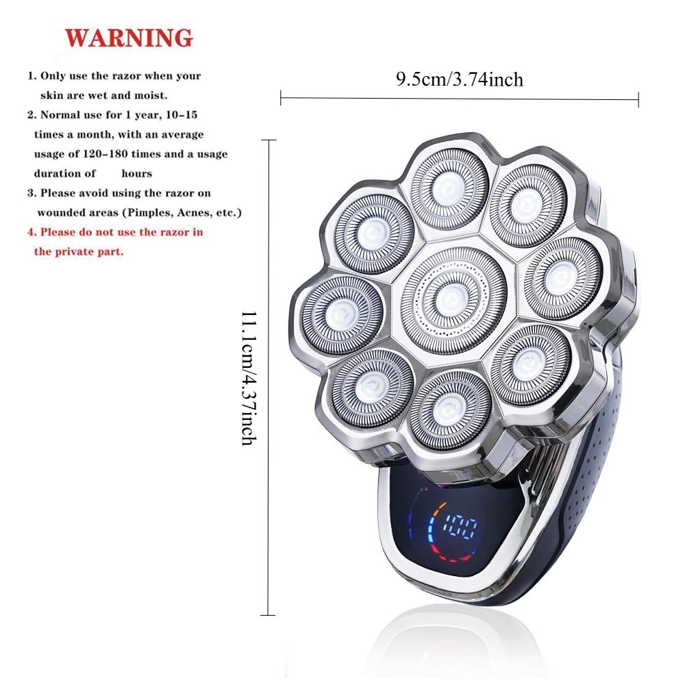 5 in 1 Electric Head Shaver for Men, Waterproof Wet/Dry Grooming Kit, Cordless Rechargeable Razor, Rechargeable Shaver Machine for Home & Travel