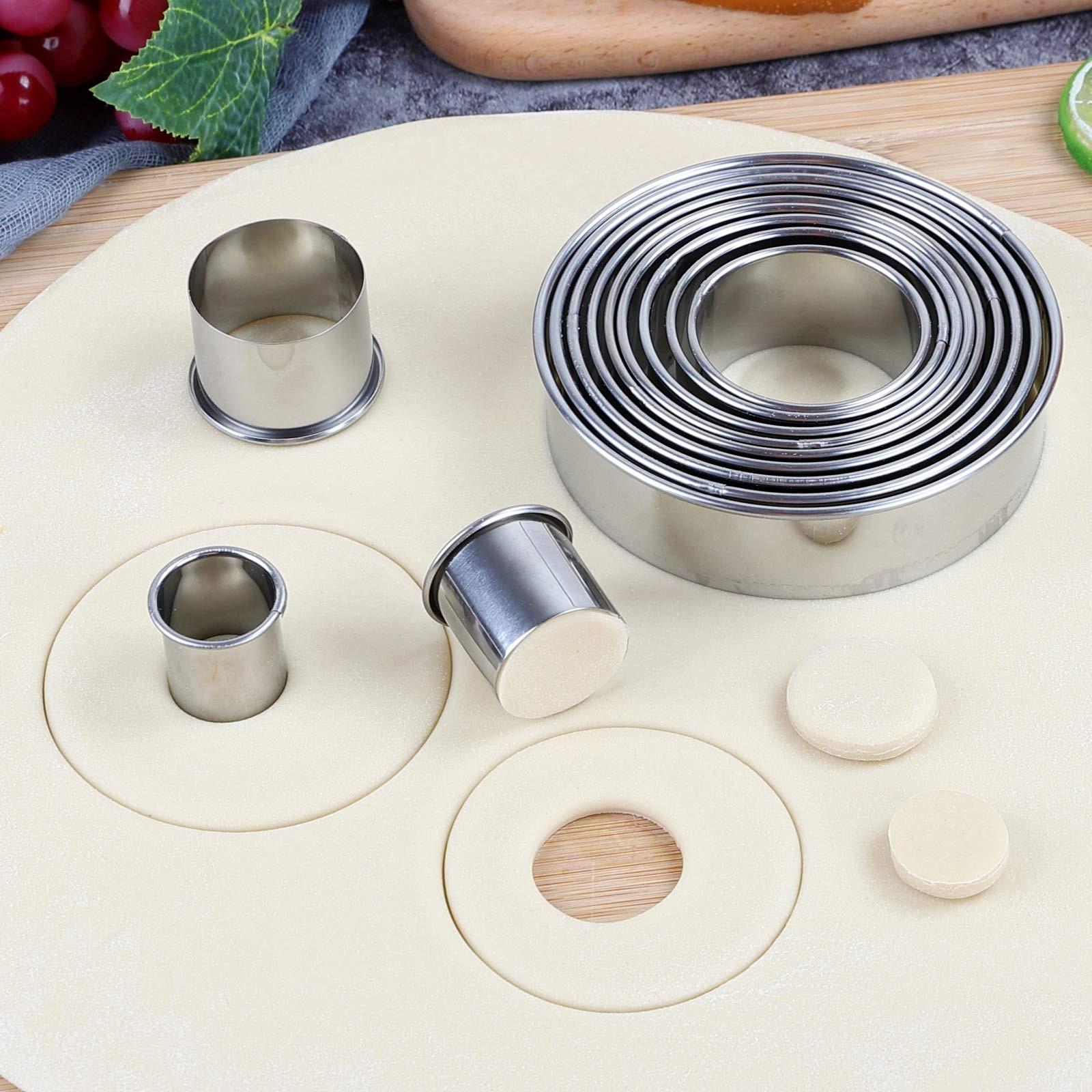 11pcs, Cake Mold Rings, Stainless Steel Mousse Cake Ring, Round Cookie Cutters, Donut Doughnut Pancake Molds, Baking Tools for Mini Cake, Kitchen Gadgets, Kitchen Accessories, Home Kitchen Items Gift Package