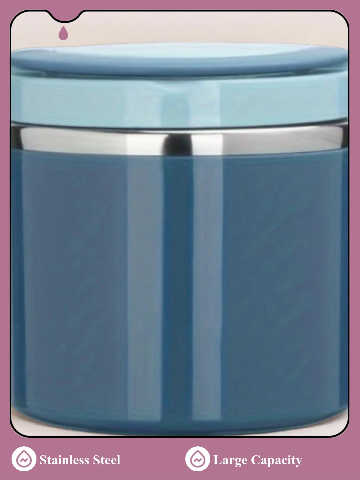 round insulated lunch box with handle soup & rice container 🍲🥢Large Capacity 630ML  food-grade stainless steel food jar durable thickened insulated lunch container  for office workers car lunch container  travel portable