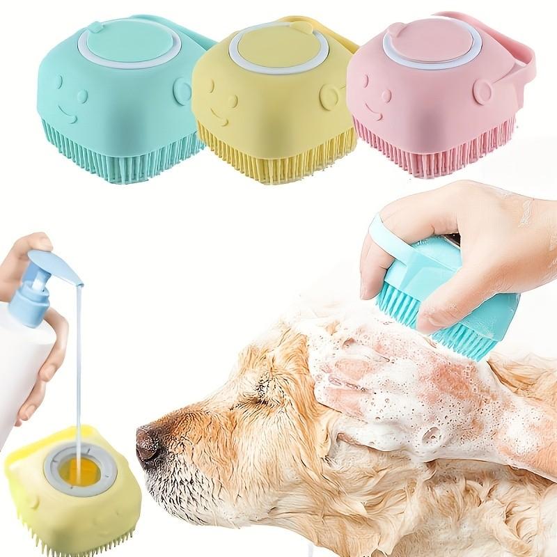 Soft Silicone Dog Brush, Pet Shampoo Massage Bath Brush, Bathroom Puppy Grooming Massager, Shower Brush for Pets, Comfortable and Gentle