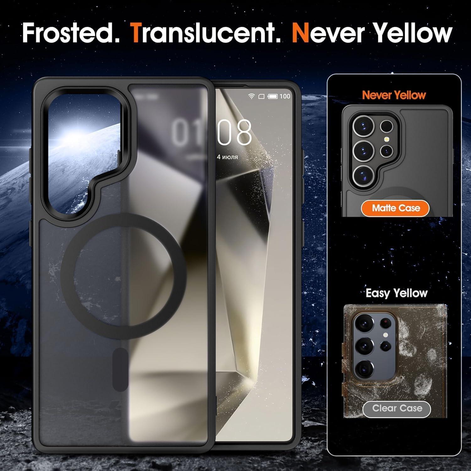 Magnetic for Samsung Galaxy S26 Ultra S25 Ultra S24 Ultra S23 Ultra S22 Ultra S25FE S26 Plus Case Matte, S26 Ultra Phone Case Compatible with MagSafe Frosted Translucent Shockproof Anti-Scratch Slim Fit Case Military Grade Protection (Black)