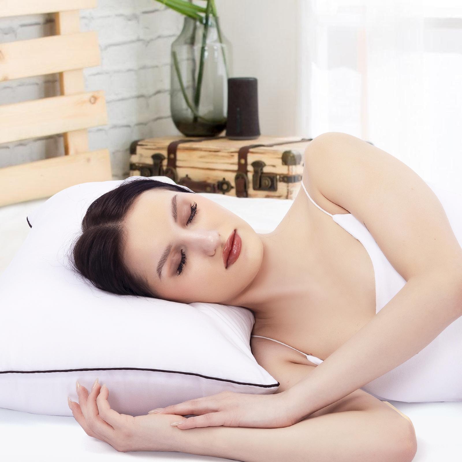 Ufist standard-sized hotel-style sleeping pillows;  lightweight, soft, and quick to rebound.  pillows provide support for the head and neck, making them ideal bedding for back, stomach, or side sleepers.