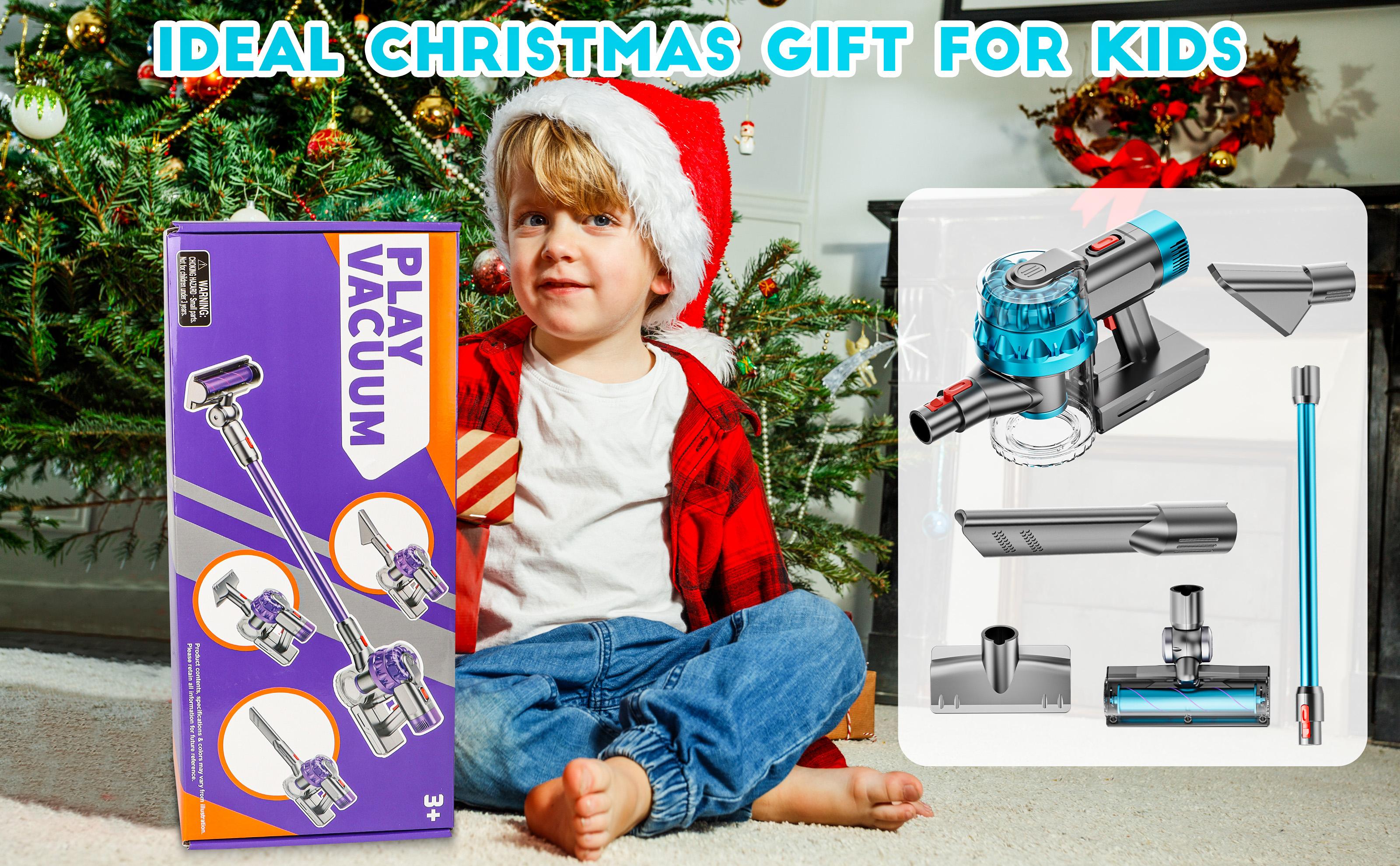BLAXTEM 4-in-1 Kids Vacuum Cleaner Set with Real Suction & Interactive Play for Toddlers - Christmas Gift Warm Up for Holiday, Perfect Birthday Gift for Boys & Girls Ages 3-7+