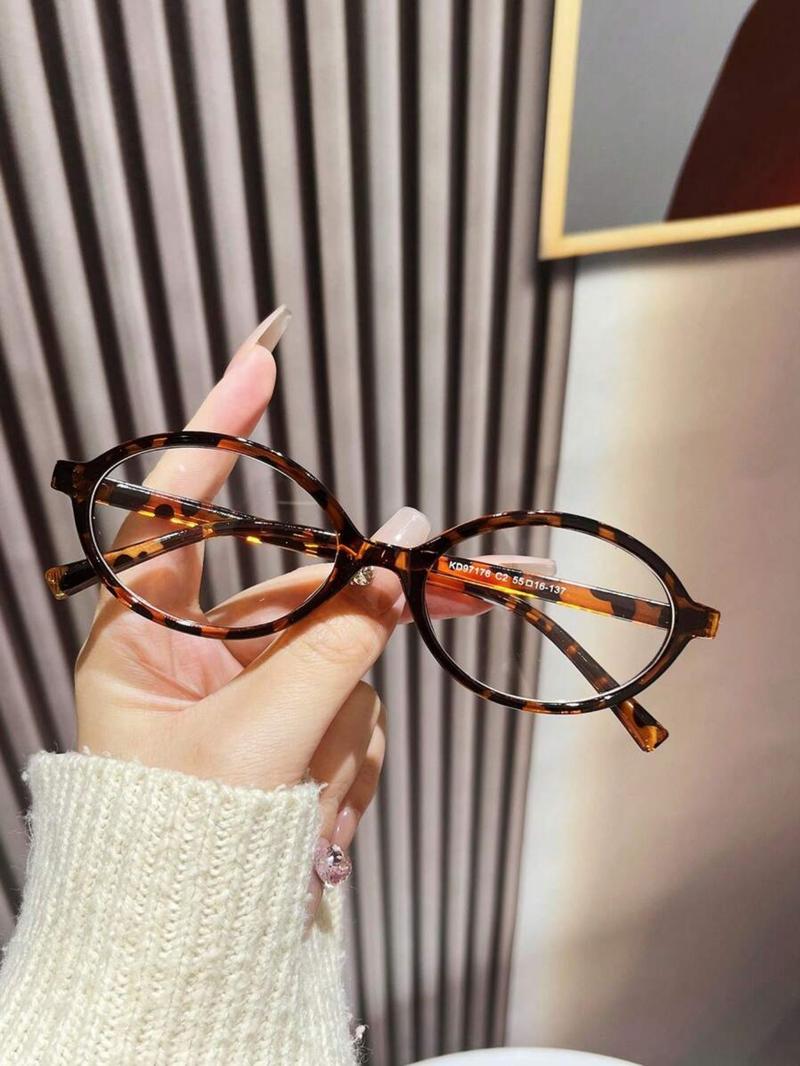 Women's Round Vintage Fashion Glasses, Cute Leopard Pattern, Decorative Lens, All Seasons, PC Material, Unisex Eyewear Accessories