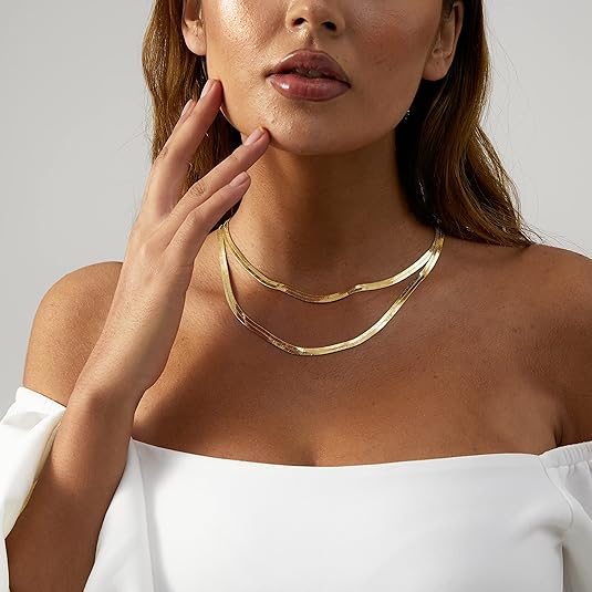 Tasiso 14K Gold Plated Snake Chain Necklace Cuban Chain Necklace for Women  Fashion Jewelry for Women Girls Gift