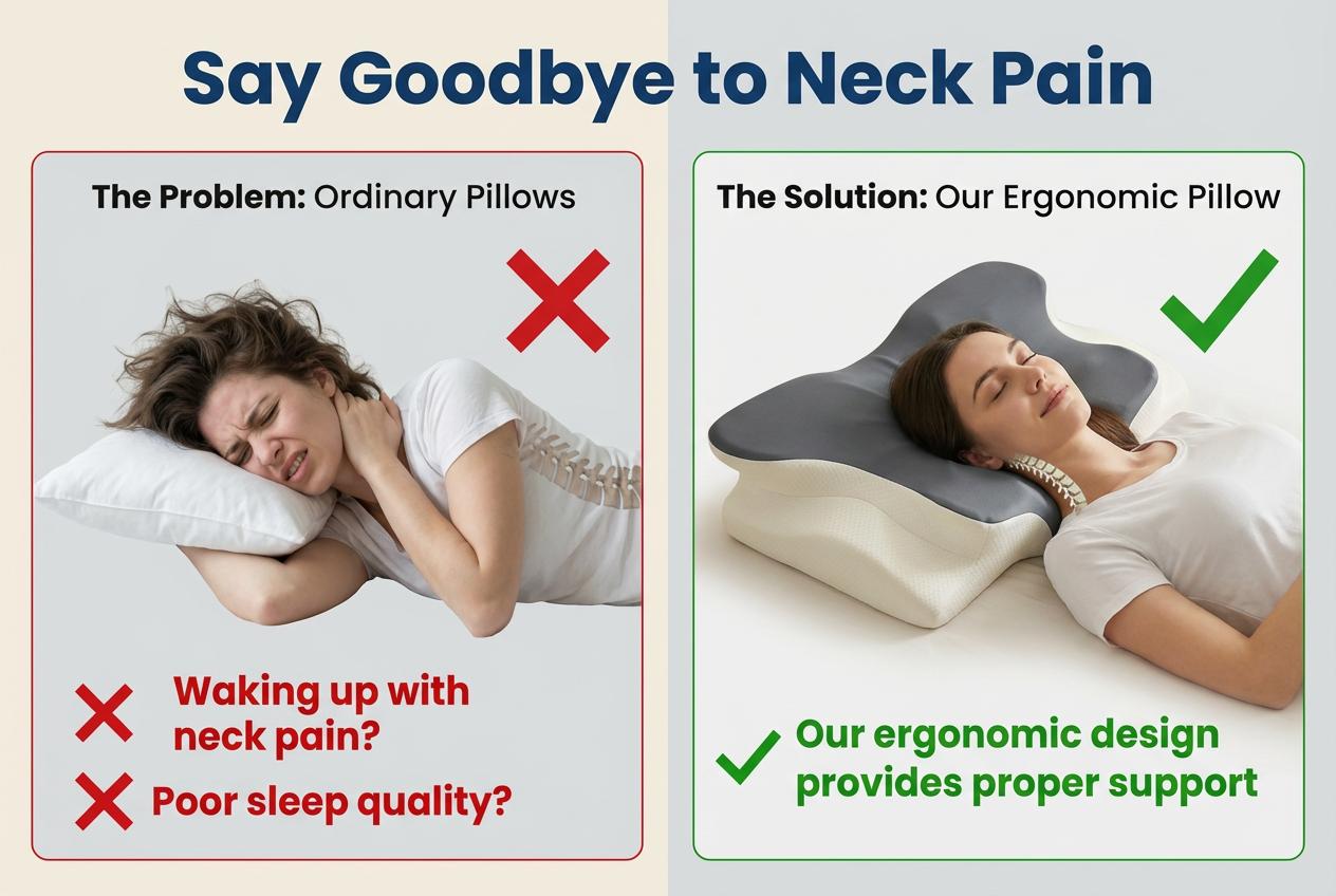 Cervical Pillow for Cozy Sleep, Odorless Ergonomic Contour Memory Foam, Orthopedic Bed Pillow for Side, Back, and Stomach Sleepers
