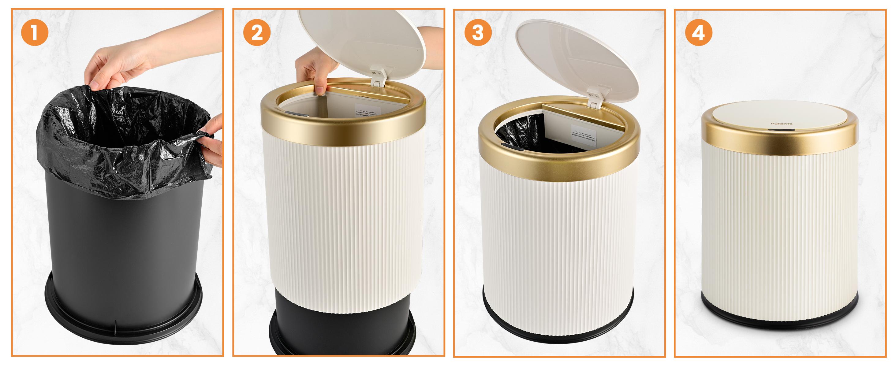 Pukomc ABS Smart Automatic Trash Can - Nordic Plastic Motion-Sensor Touchless Waterproof Compact Bin, Hygienic Auto-Opening Eco-Friendly for Kitchen