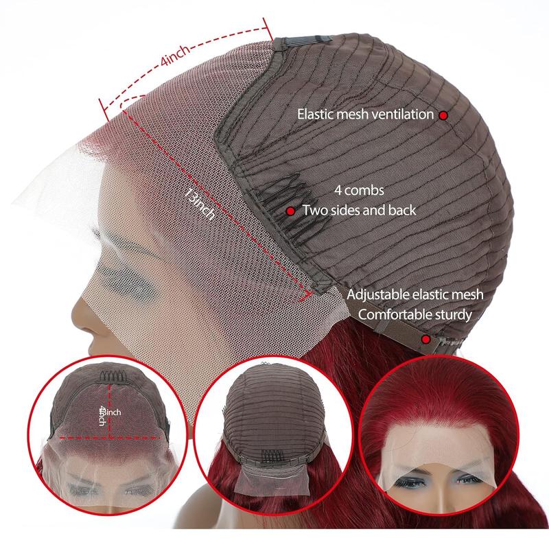 Bling Hair 99j Burgundy Lace Front Wigs Human Hair 13x6 13x4 Body Wave Lace Front Wigs Human Hair Pre Plucked Red Wig Wine Red Lace Front Wigs Human Hair Wigs for Women 180 Density