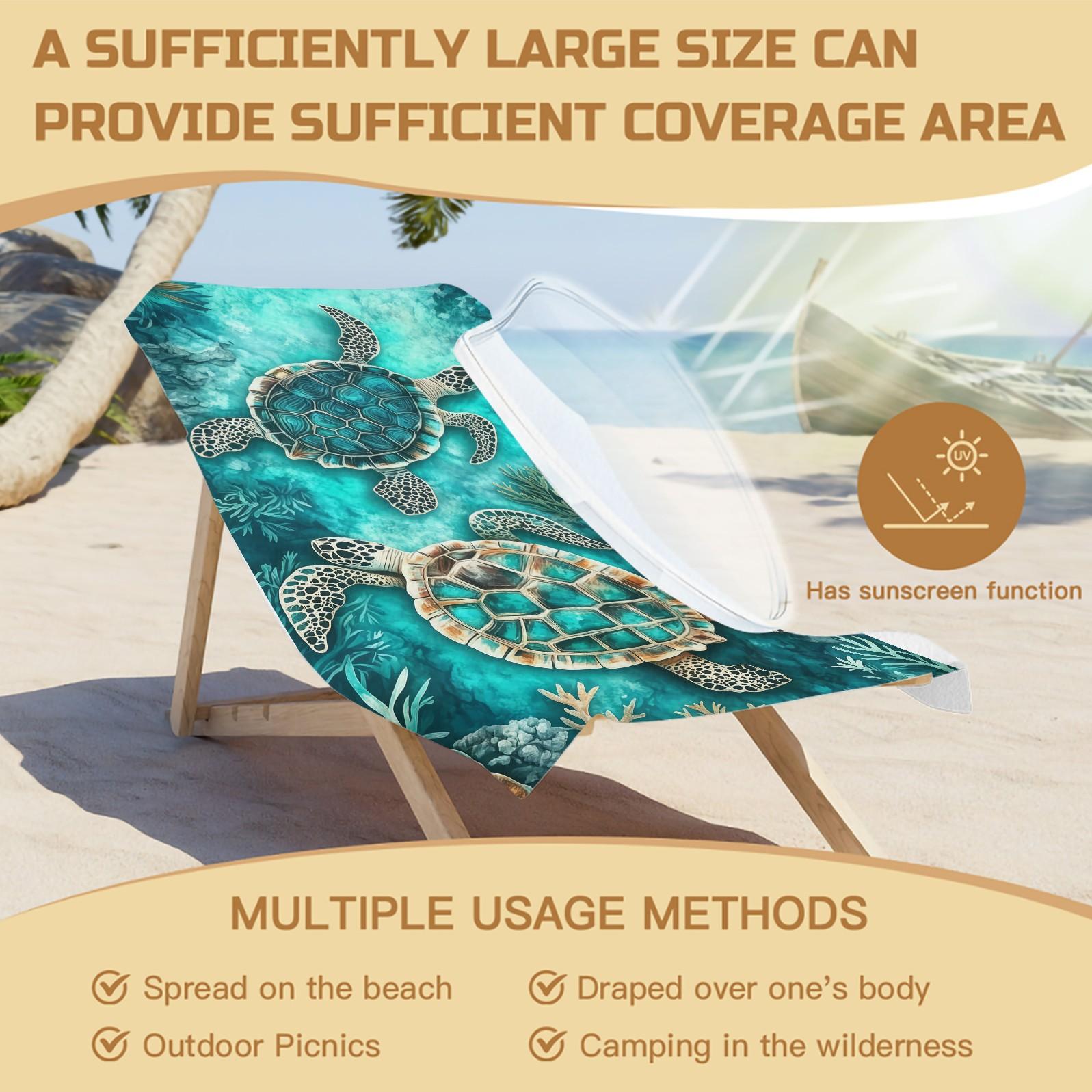 Turtle Pattern Beach Towel, Suitable For Children And Adults For Outdoor, Beach And Travel, Trendy Home And Beach Essentials