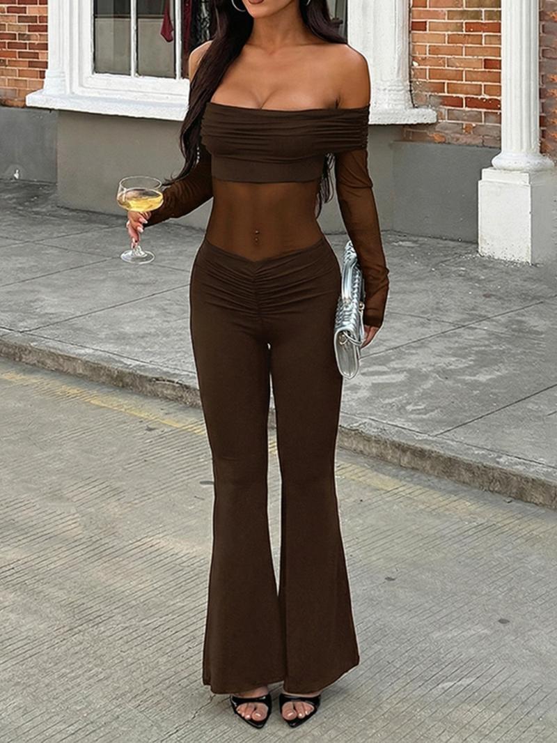 Women's Solid Color Long Sleeve Jumpsuit, Elegant Fashion Casual Jumpsuit for Party Club Dating Wear, Ladies Clothes for Summer