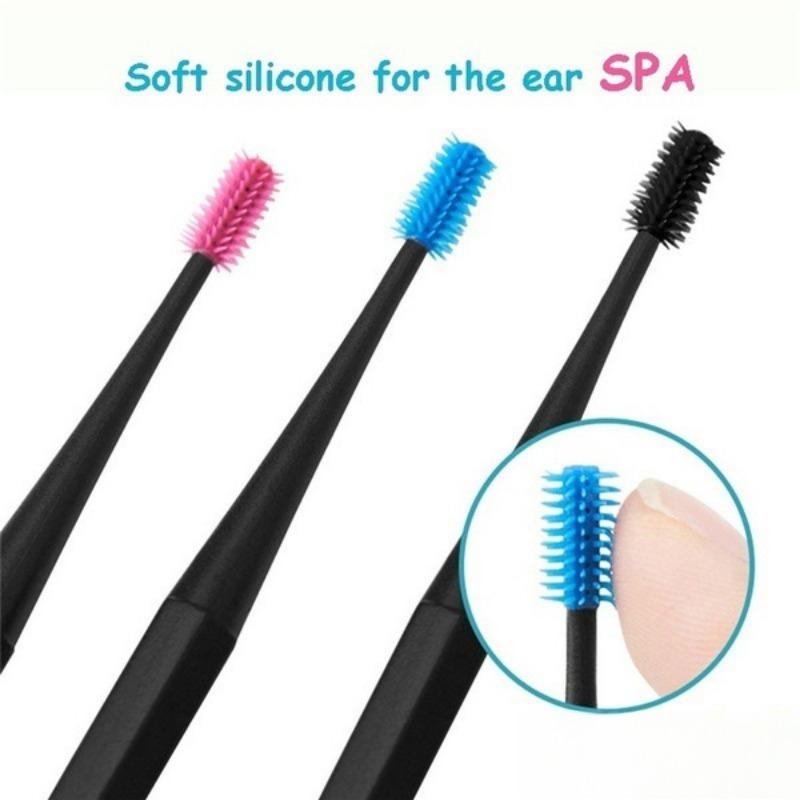 4-Color Ear Cleaning Kit: Soft Silicone Spiral Ear Picks, Detachable Double-Ended Safe Earwax Remover Tool for Home & Travel, Hypoallergenic Portable Ear Care Brush, Ear Canal Cleaner