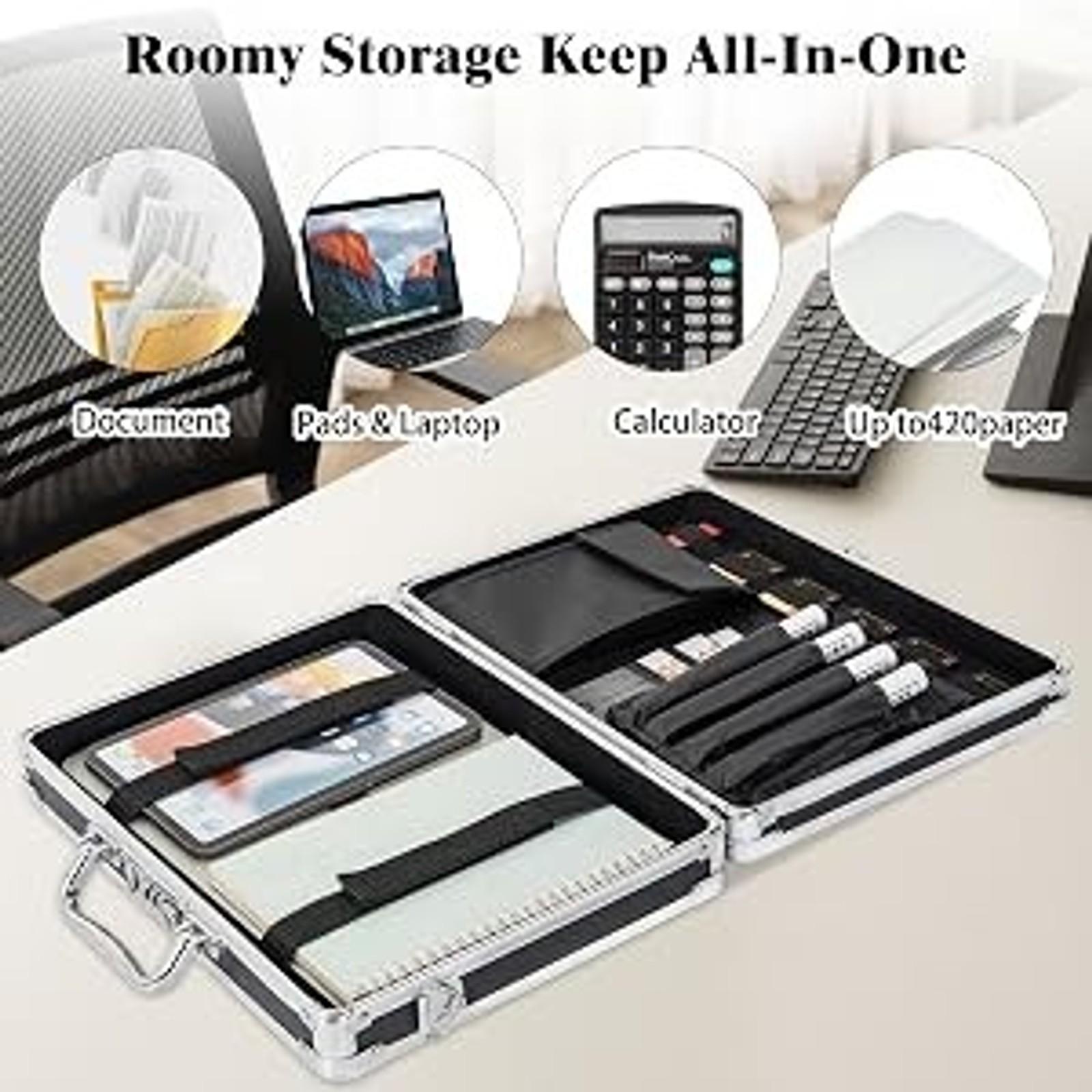 Aluminum Briefcase, Key Lock Clipboard Storage Box, Lockable Storage Case with Foot pad and Corner Protectors, 13x 10x 2.75 inch