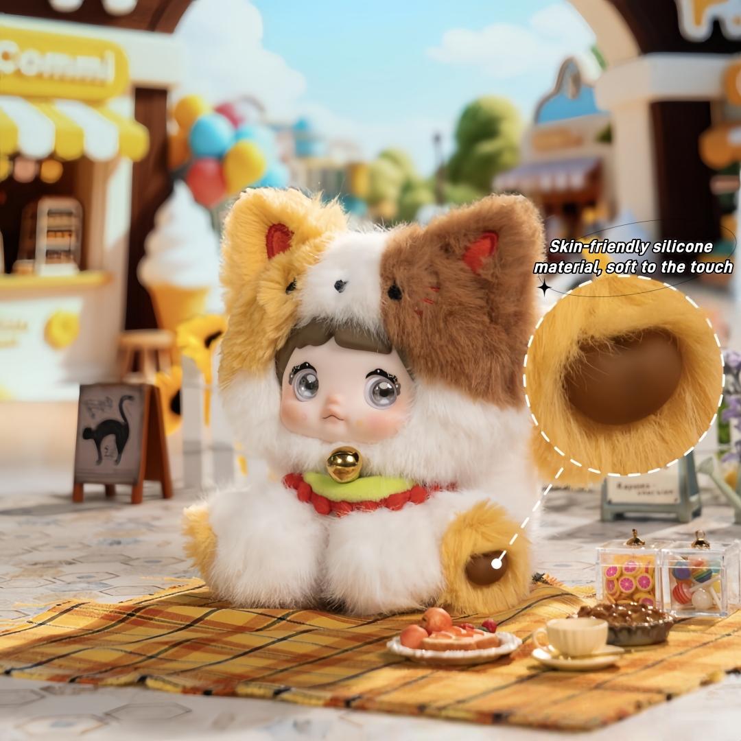 Nommi - Sitting Zoo Series New Plush Blind Box (1 Blind Box) Cute plush keychain with three sets of rotating eye patches for expression changes. Plush keychain blind box, trendy collectible figurine, gift. Suitable for car, desktop display,or bag charm