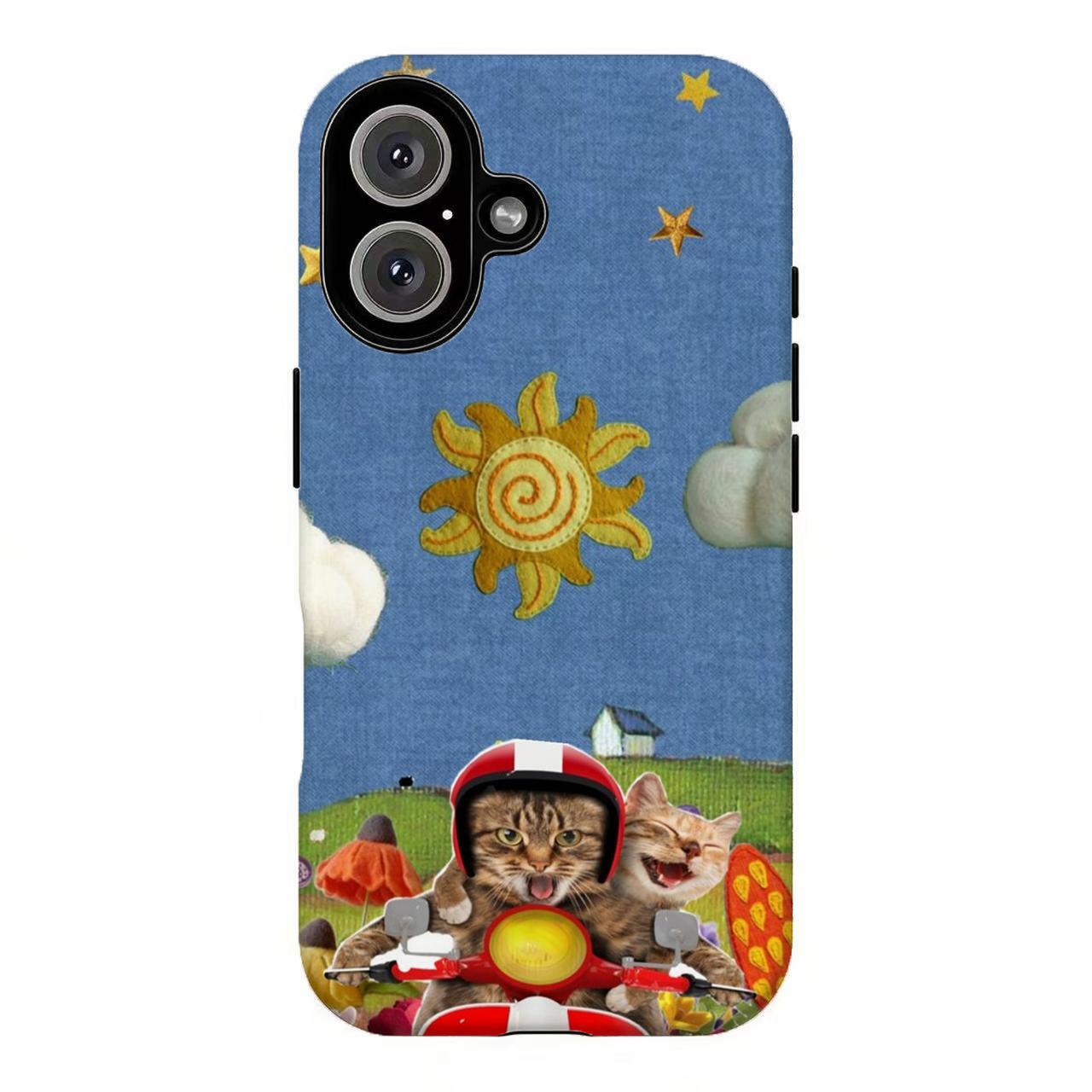 FL-Whimsical Cats Phone Case,Funny Cat Aesthetic Collage Art Cover For iPhone 11 12 13 14 15 16 17 Air Pro Max for Samsung S26 S25 S24 S23 S22 S21 Case,Gift for hei/him