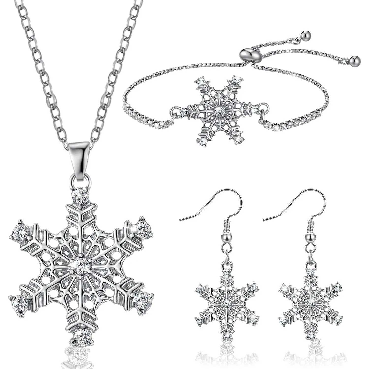 Women's Modern 3-Piece Heart Bow Jewelry Set - Heart Necklace, Toggle Bracelet, Bow Charm Earrings, Giftable Costume Accessories