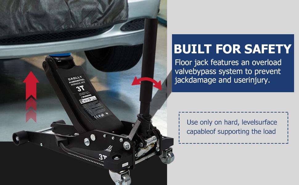 3 Ton Floor Jack for SUV & Low Profile Cars - Aluminum/Steel Dual Piston Quick Lift Pump - 2.95" to 27.5" Lifting Range - Fits Sports Cars, Coupes, Trucks, ATVs - Safety Release Valve (Black)