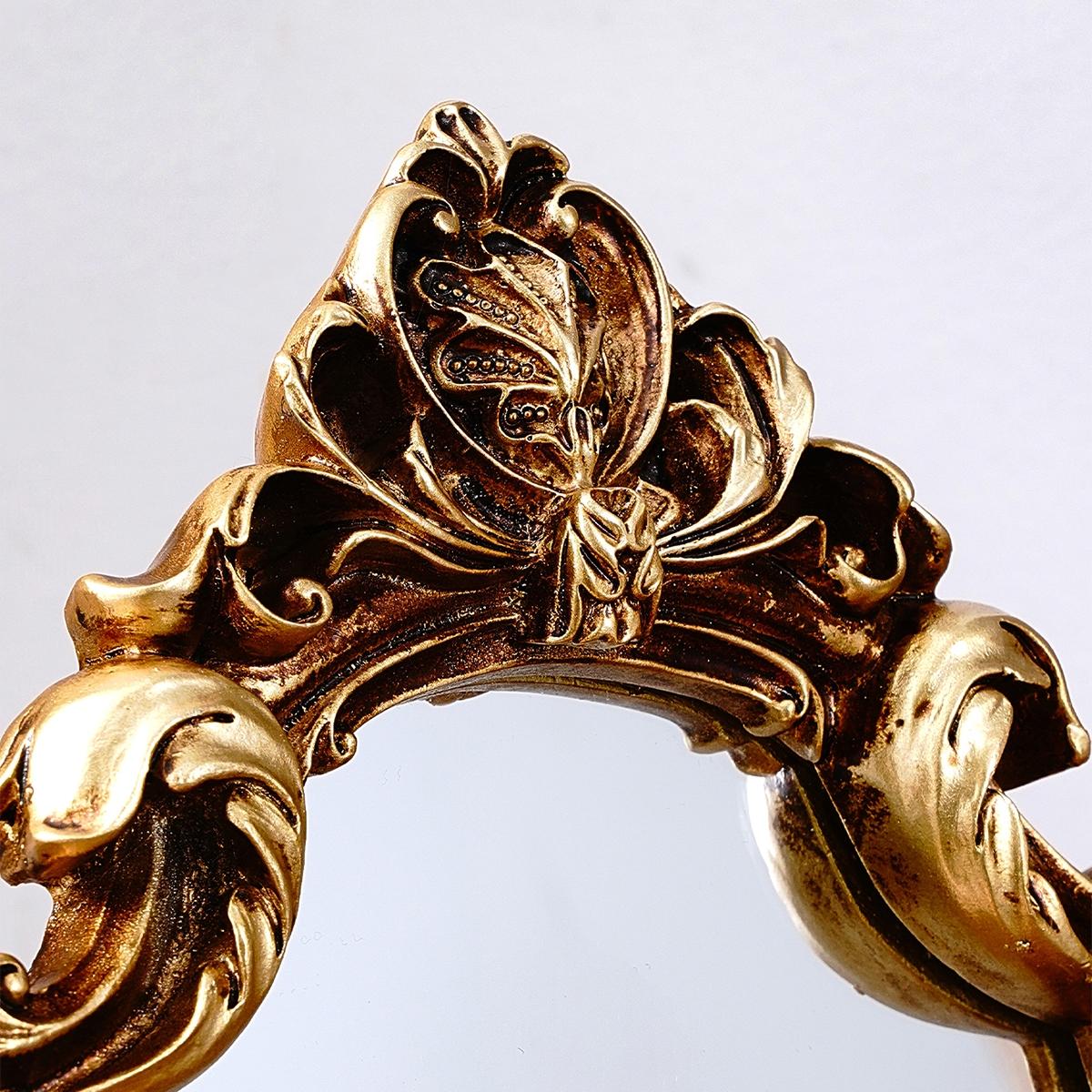 European Classical Gold Pattern Mirror Decorative Ornament, Wall-Mounted or Tabletop, Home Wall Decoration, Vanity Mirror
