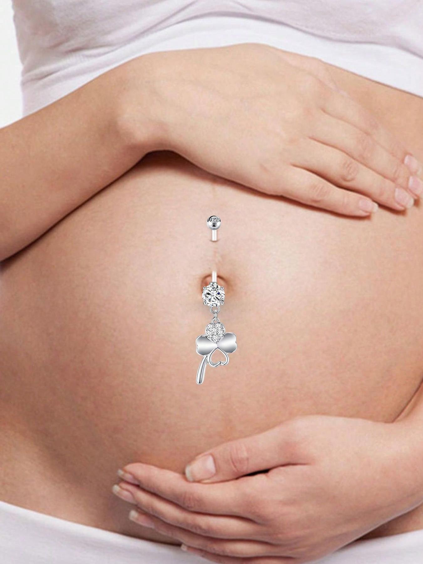 5pcs 14G Pregnancy Belly Button Ring Mix Style Flexible Clear Acrylic Pregnancy Navel Piercing Retainer Maternity Bioplast Long Belly Dangle Button Ring Retainer For Woman 25-38mm Belly Hoops
