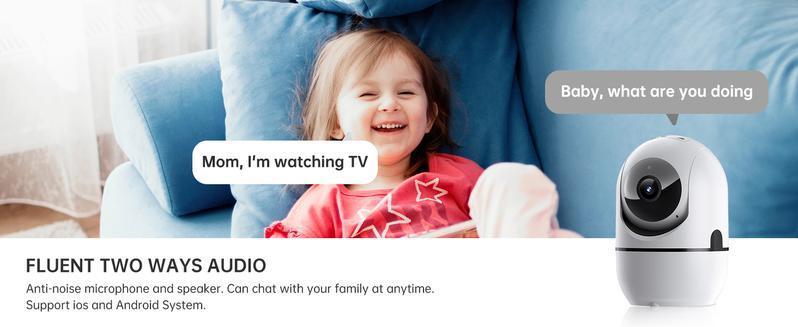 3MP Upgraded Smart WiFi Shaking Head Camera (White)｜3 million pixels HD + human detection + dual-band WiFi + infrared night vision｜Cloud storage/TF card + IP64 waterproof and dustproof